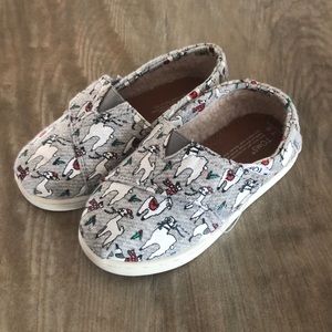 Toddler size 8 Christmas Llama toms. Never worn.
